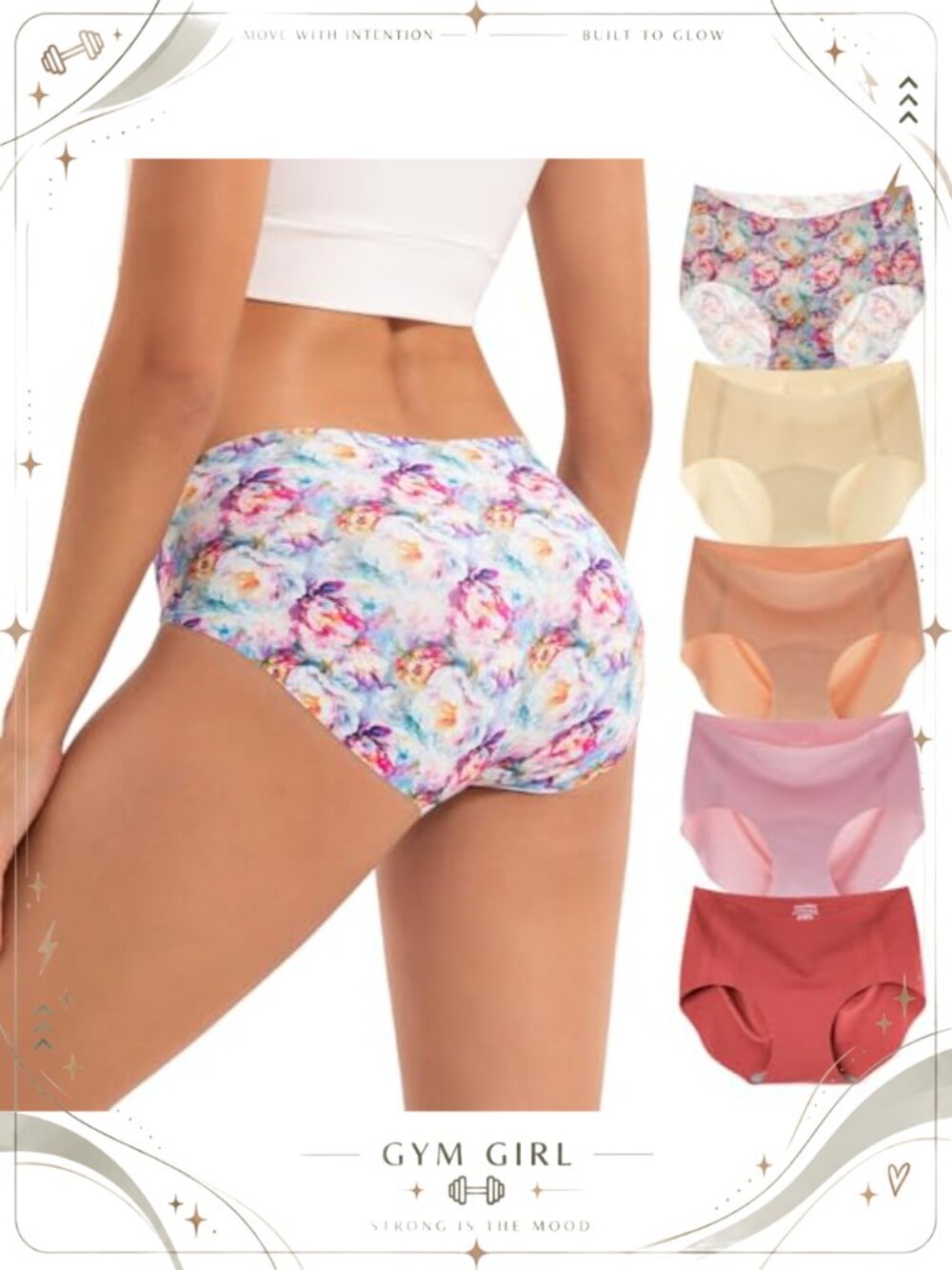 Seamless Hipster Panties 5-Pack No Show Stretch Nylon Women's Underwear